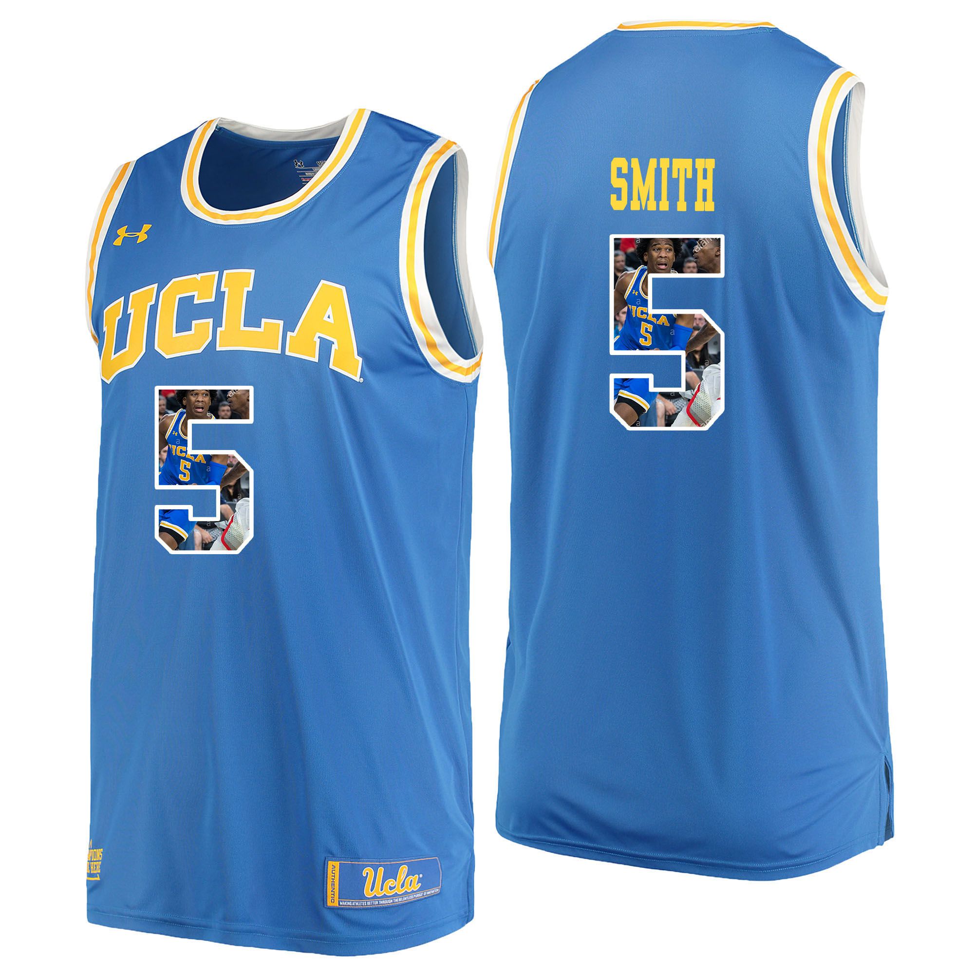 Men UCLA UA #5 Smith Light Blue Fashion Edition Customized NCAA Jerseys